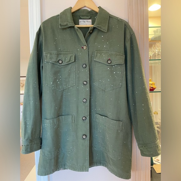 Free People Olive Green Star-Patterned Women's Jacket - Picture 5 of 16